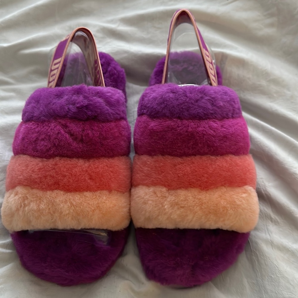 Purple “Fluff Yeah Slide” UGGs